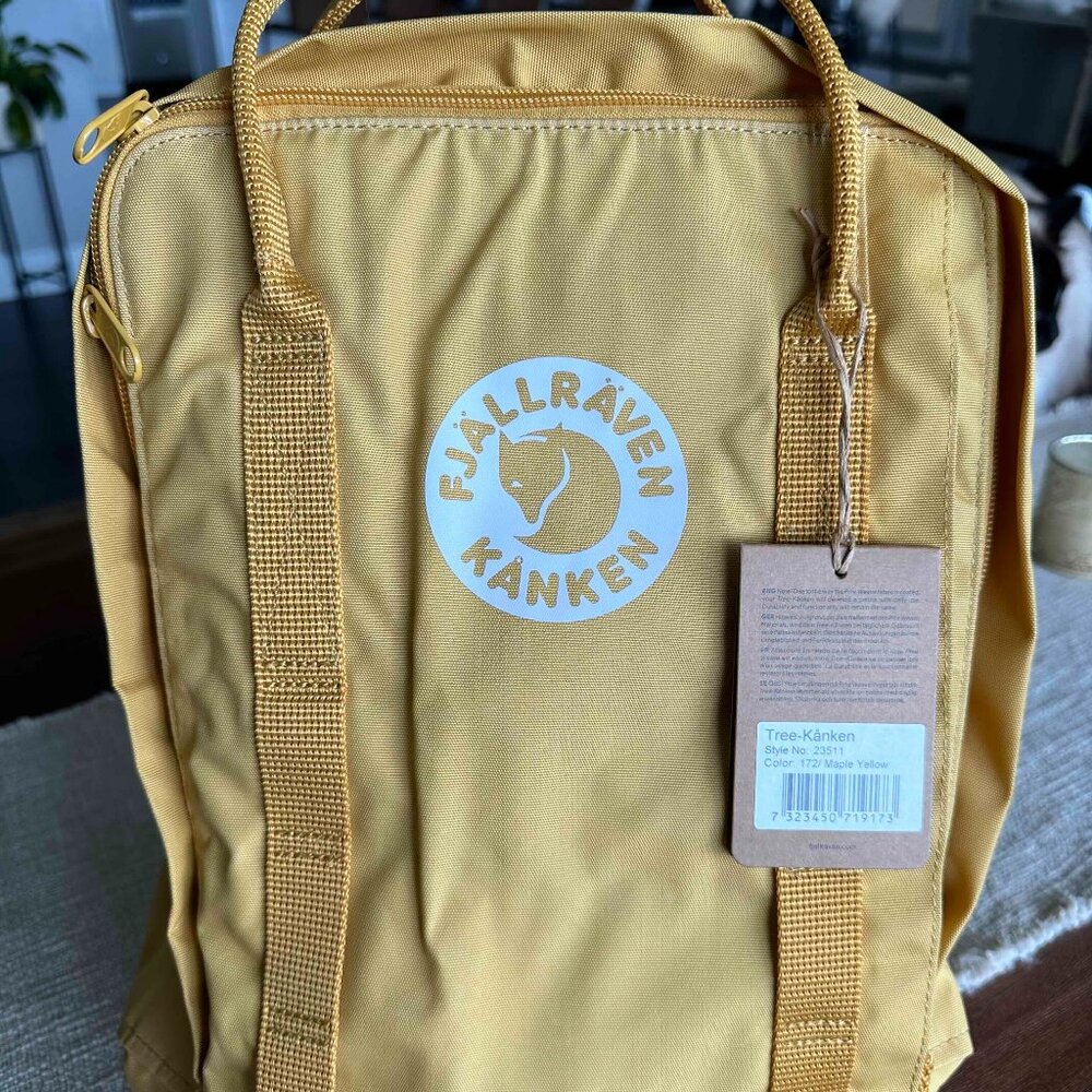 Fjallraven Tree Kanken Backpack, Yellow NWT